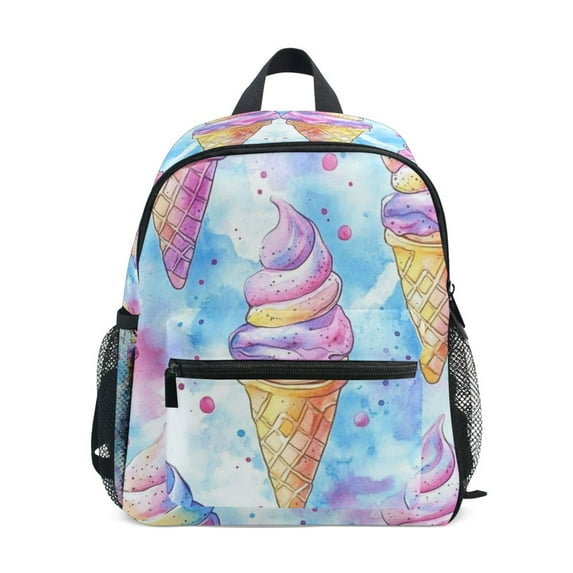 FORMRS School Backpack with Front Zippered Pocket 12" Student Travel Daypack, Watercolor Ice Cream Pattern