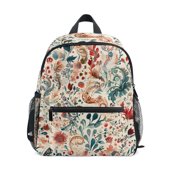 FORMRS School Backpack with Front Zippered Pocket 12" Student Travel Daypack, Watercolor Leaves