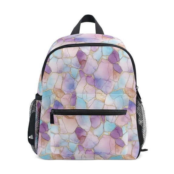 FORMRS Kids School Backpack with Front Zippered Pocket 12" Student Travel Daypack, Watercolor Marble Pattern