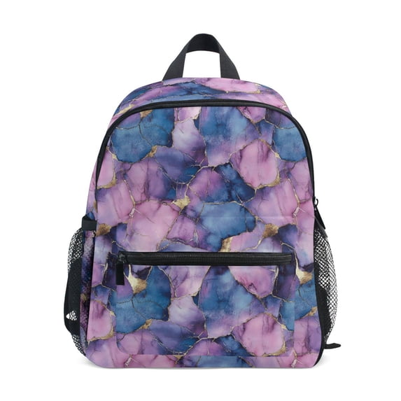 FORMRS Kids School Backpack with Front Zippered Pocket 12" Student Travel Daypack, Watercolor Pink Marble Pattern