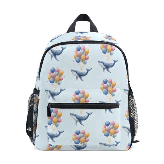 FORMRS Kids School Backpack with Front Zippered Pocket 12" Student Travel Daypack, Whale Balloon Pattern