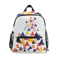 thumbnail image 1 of FORMRS School Backpack with Front Zippered Pocket 12" Student Travel Daypack, White Abstract Triangles, 1 of 6