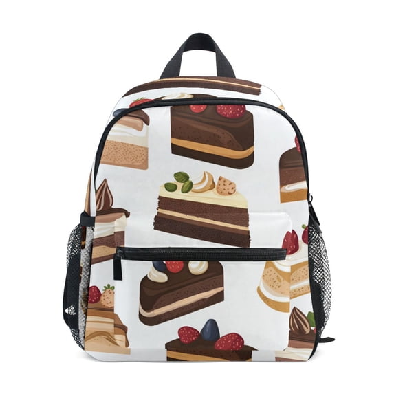 FORMRS Kids School Backpack with Front Zippered Pocket 12" Student Travel Daypack, White Cakes Pattern