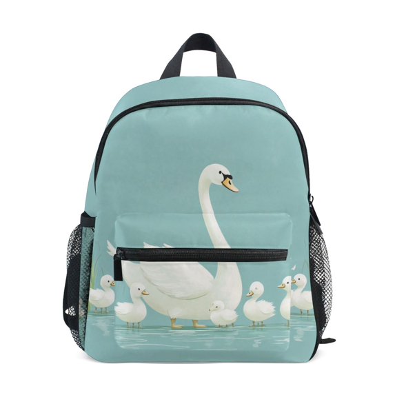 FORMRS School Backpack with Front Zippered Pocket 12" Student Travel Daypack, White Cartoon Swan