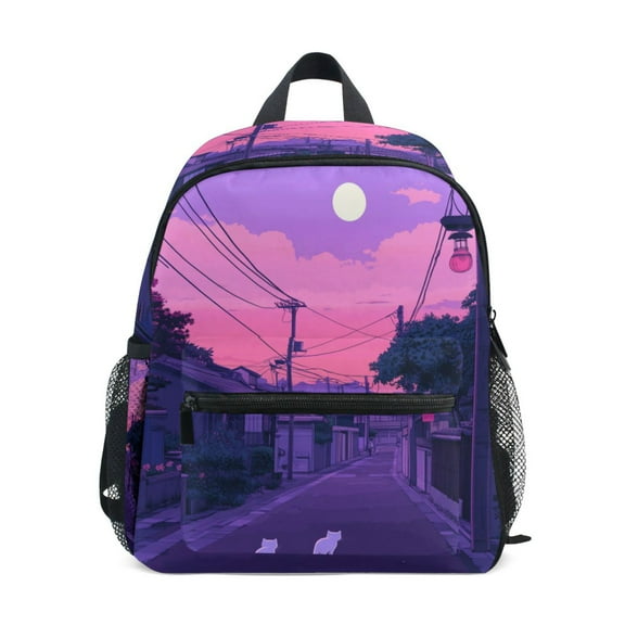 FORMRS School Backpack with Front Zippered Pocket 12" Student Travel Daypack, White Cat Walking