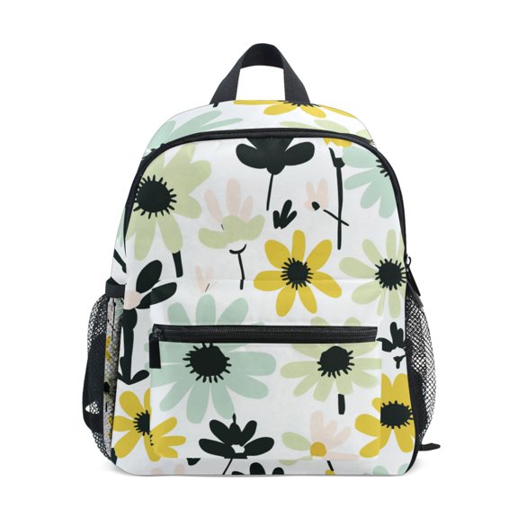 FORMRS School Backpack with Front Zippered Pocket 12" Student Travel Daypack, White Flower