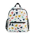 thumbnail image 1 of FORMRS School Backpack with Front Zippered Pocket 12" Elementary Student Travel Daypack, White Minimalist Triangles, 1 of 6