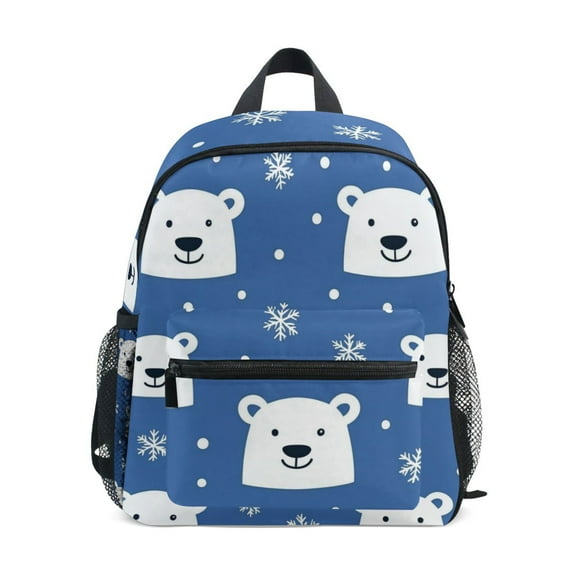 FORMRS School Backpack with Front Zippered Pocket 12" Elementary Student Travel Daypack, White Polar Bear