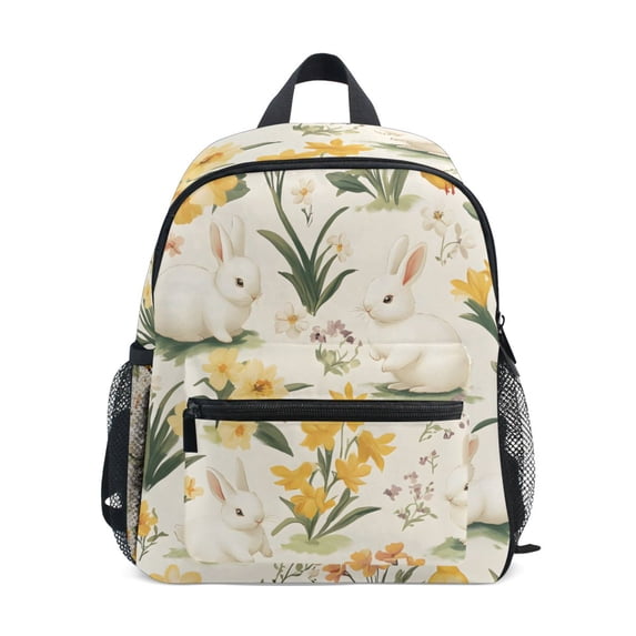 FORMRS Kids School Backpack with Front Zippered Pocket 12" Student Travel Daypack, White Rabbits