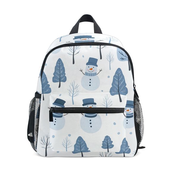 FORMRS School Backpack with Front Zippered Pocket 12" Student Travel Daypack, White Snowman