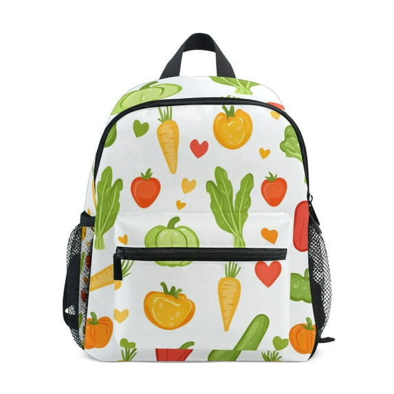 FORMRS School Backpack with Front Zippered Pocket 12" Student Travel Daypack, White Vegetables Pattern