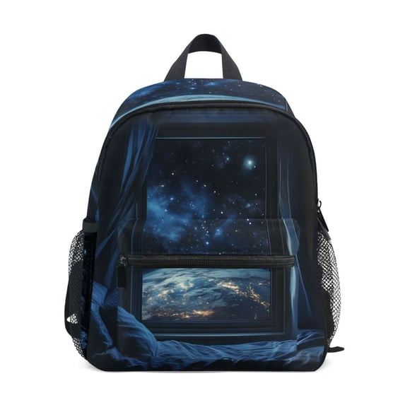 FORMRS School Backpack with Front Zippered Pocket 12" Student Travel Daypack, Window Earth