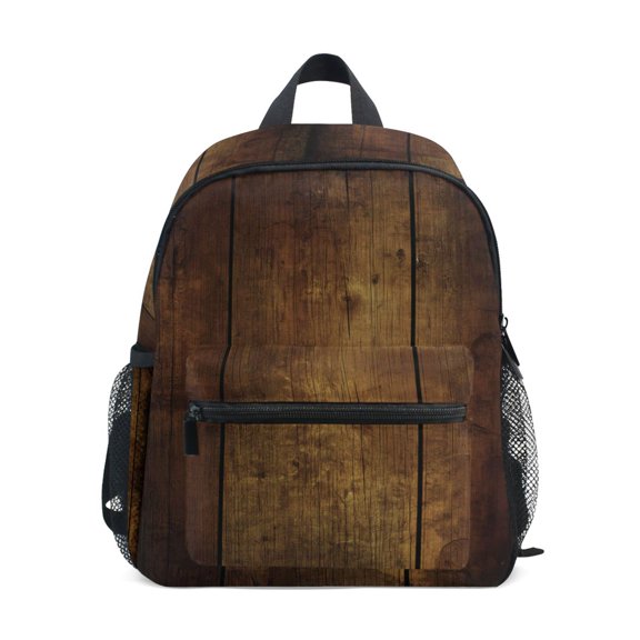 FORMRS School Backpack with Front Zippered Pocket 12" Student Travel Daypack, Wood Grain