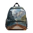 thumbnail image 1 of FORMRS School Backpack with Front Zippered Pocket 12" Student Travel Daypack, Wooden Boat, 1 of 6