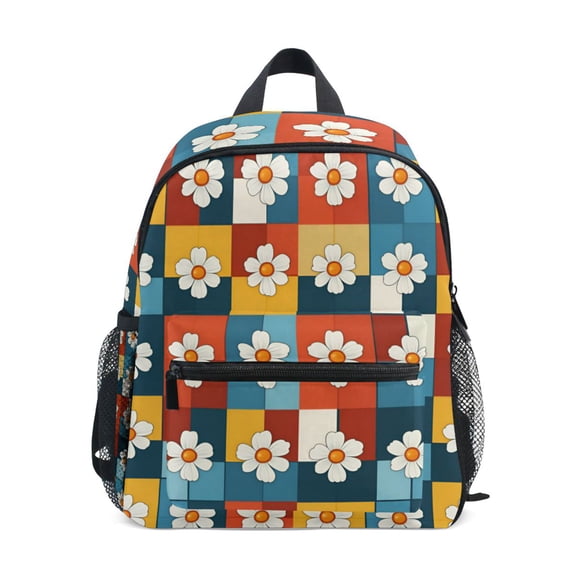 FORMRS School Backpack with Front Zippered Pocket 12" Student Travel Daypack, Yellow Checkered Daisy