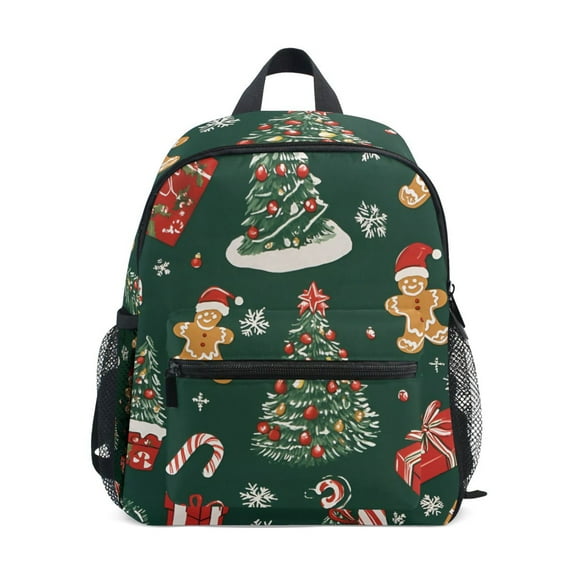 FORMRS School Backpack with Front Zippered Pocket 12" Student Travel Daypack, Yellow Christmas Gingerbread