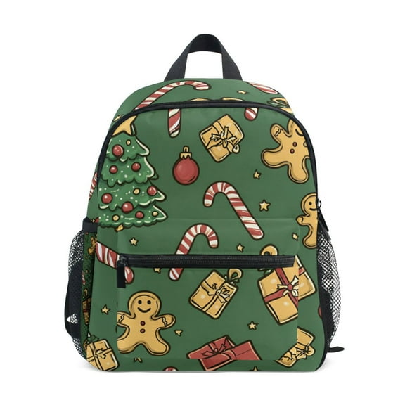 FORMRS School Backpack with Front Zippered Pocket 12" Student Travel Daypack, Yellow Christmas Gingerbread