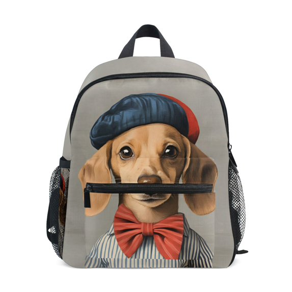 FORMRS School Backpack with Front Zippered Pocket 12" Student Travel Daypack, Yellow Dog Artist