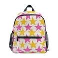 thumbnail image 1 of FORMRS School Backpack with Front Zippered Pocket 12" Student Travel Daypack, Yellow Pink Stars, 1 of 6