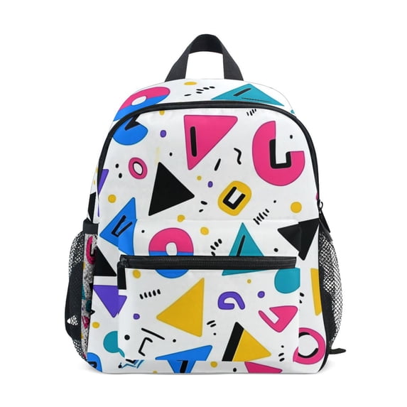 FORMRS School Backpack with Front Zippered Pocket 12" Student Travel Daypack, Yellow Retro Shapes