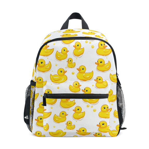 FORMRS Kids School Backpack with Front Zippered Pocket 12" Student Travel Daypack, Yellow Rubber Ducks