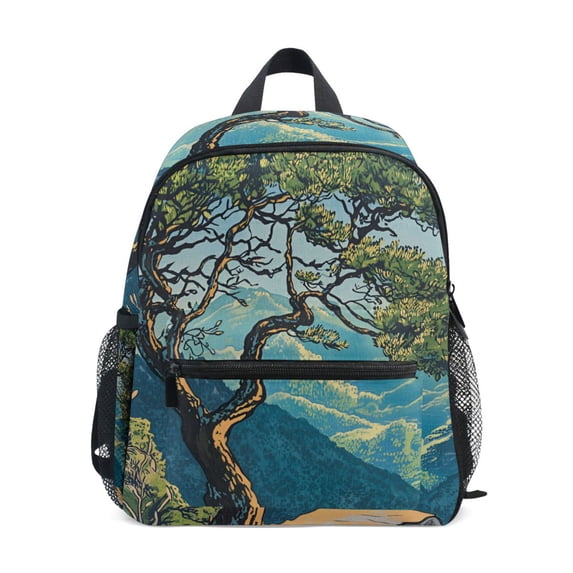 FORMRS Kids School Backpack with Front Zippered Pocket 12" Student Travel Daypack, Yellow Tree