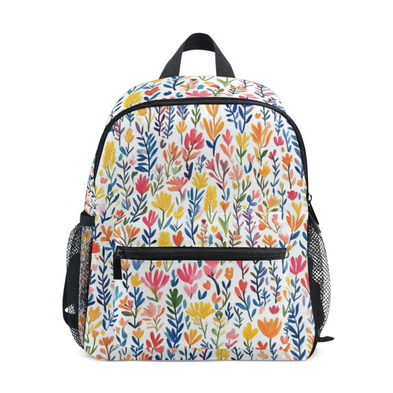 FORMRS School Backpack with Front Zippered Pocket 12" Student Travel Daypack, Yellow Wildflower Pattern