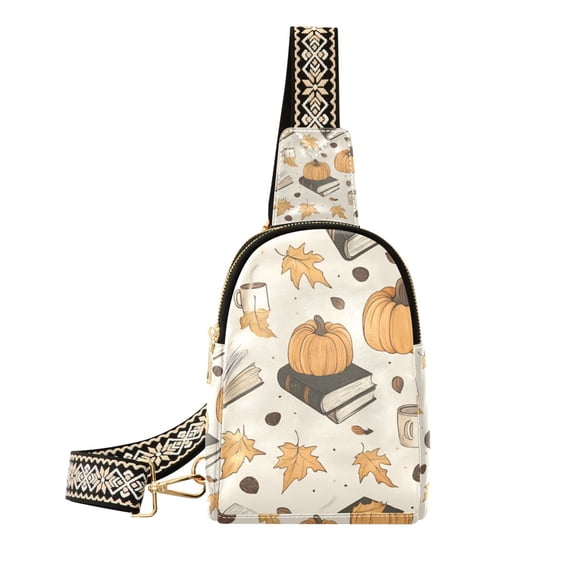 FORMRS Womens Crossbody Sling Bag Travel Daypack Shoulder Chest Backpack, Beige Fall Books