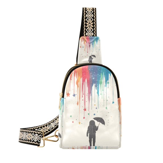 FORMRS Womens Crossbody Sling Bag Travel Daypack Shoulder Chest Backpack, Black Astronaut