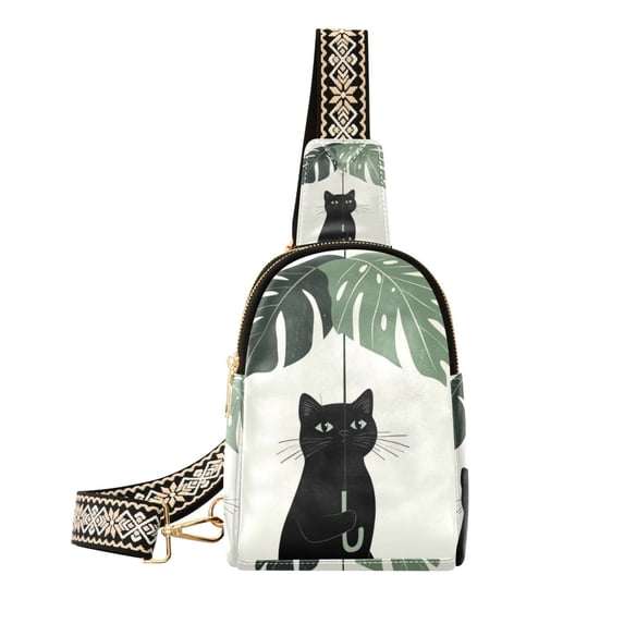 FORMRS Womens Crossbody Sling Bag Travel Daypack Shoulder Chest Backpack, Black Cat Umbrella