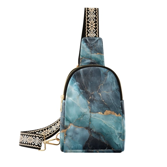 FORMRS Womens Crossbody Sling Bag Travel Daypack Shoulder Chest Backpack, Black Marble