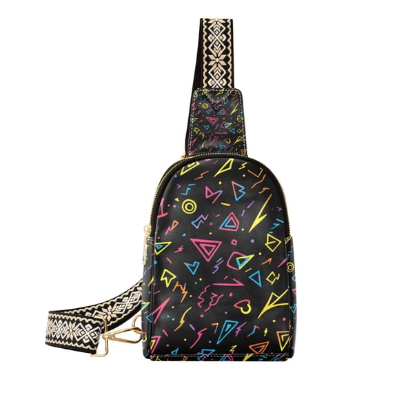 FORMRS Womens Crossbody Sling Bag Travel Daypack Shoulder Chest Backpack, Black Neon Lightning