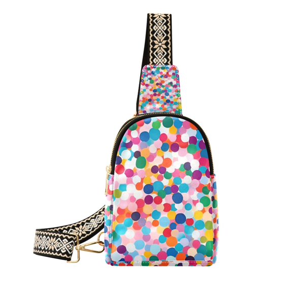 FORMRS Womens Crossbody Sling Bag Travel Daypack Shoulder Chest Backpack, Blue Colorful Circles