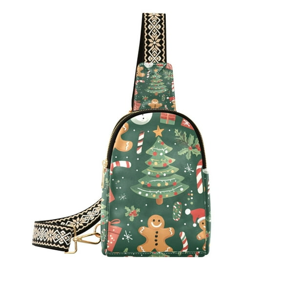 FORMRS Womens Crossbody Sling Bag Travel Daypack Shoulder Chest Backpack, Brown Christmas Gingerbread