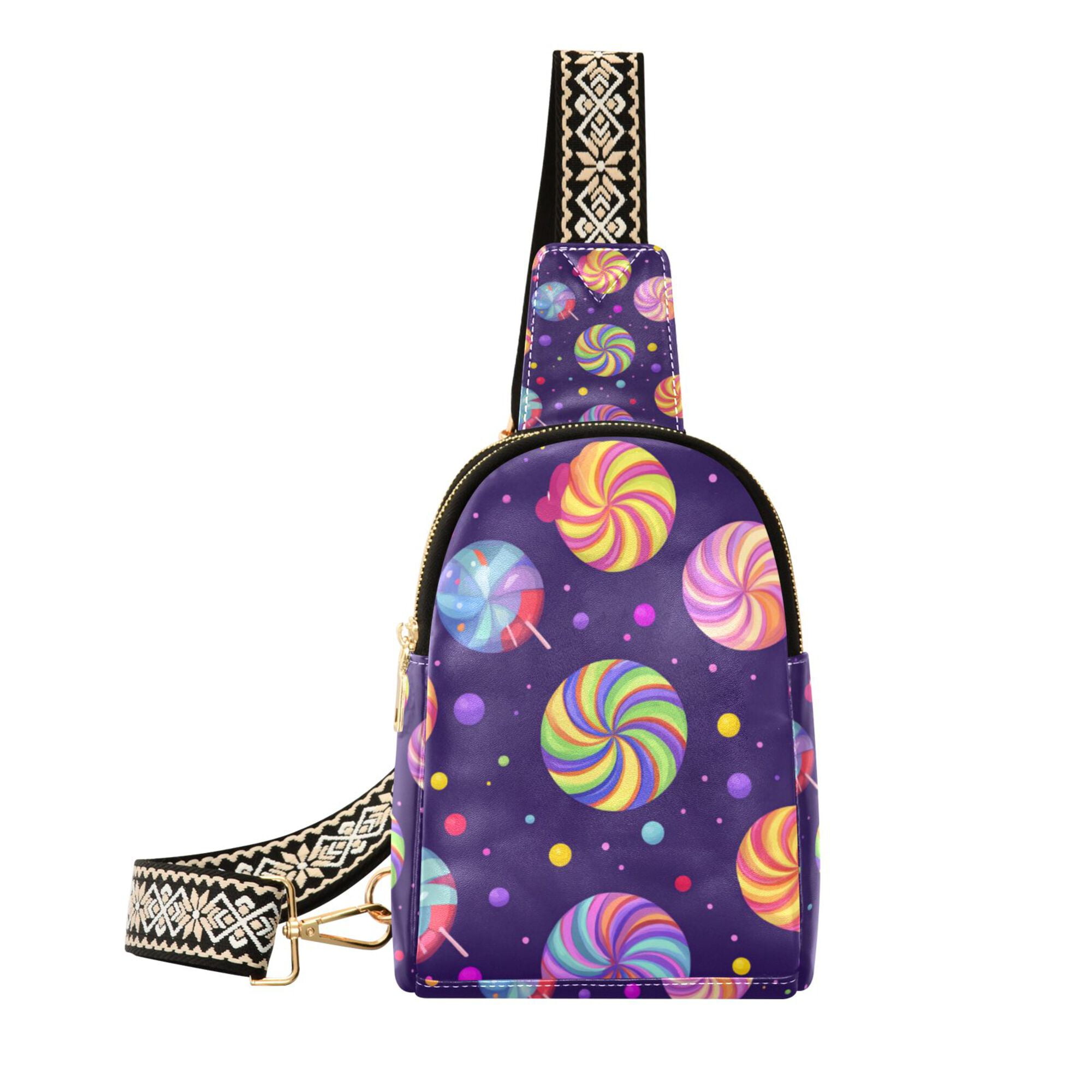 FORMRS Womens Crossbody Sling Bag Travel Daypack Shoulder Chest Backpack, Candy Cosmic Swirls