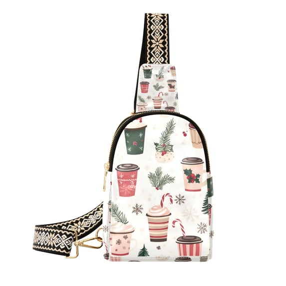 FORMRS Womens Crossbody Sling Bag Travel Daypack Shoulder Chest Backpack, Christmas Cups
