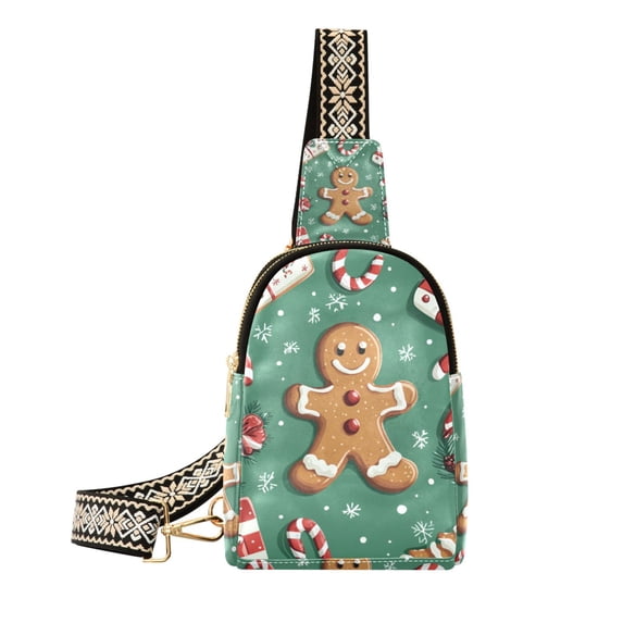 FORMRS Womens Crossbody Sling Bag Travel Daypack Shoulder Chest Backpack, Christmas Gingerbread