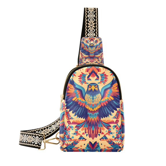 FORMRS Womens Crossbody Sling Bag Travel Daypack Shoulder Chest Backpack, Colorful Abstract Eagle