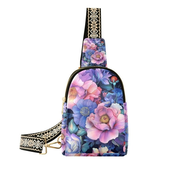 FORMRS Womens Crossbody Sling Bag Travel Daypack Shoulder Chest Backpack, Colorful Art Flowers