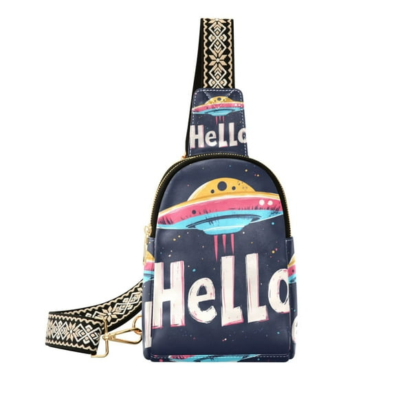 FORMRS Womens Crossbody Sling Bag Travel Daypack Shoulder Chest Backpack, Colorful UFO