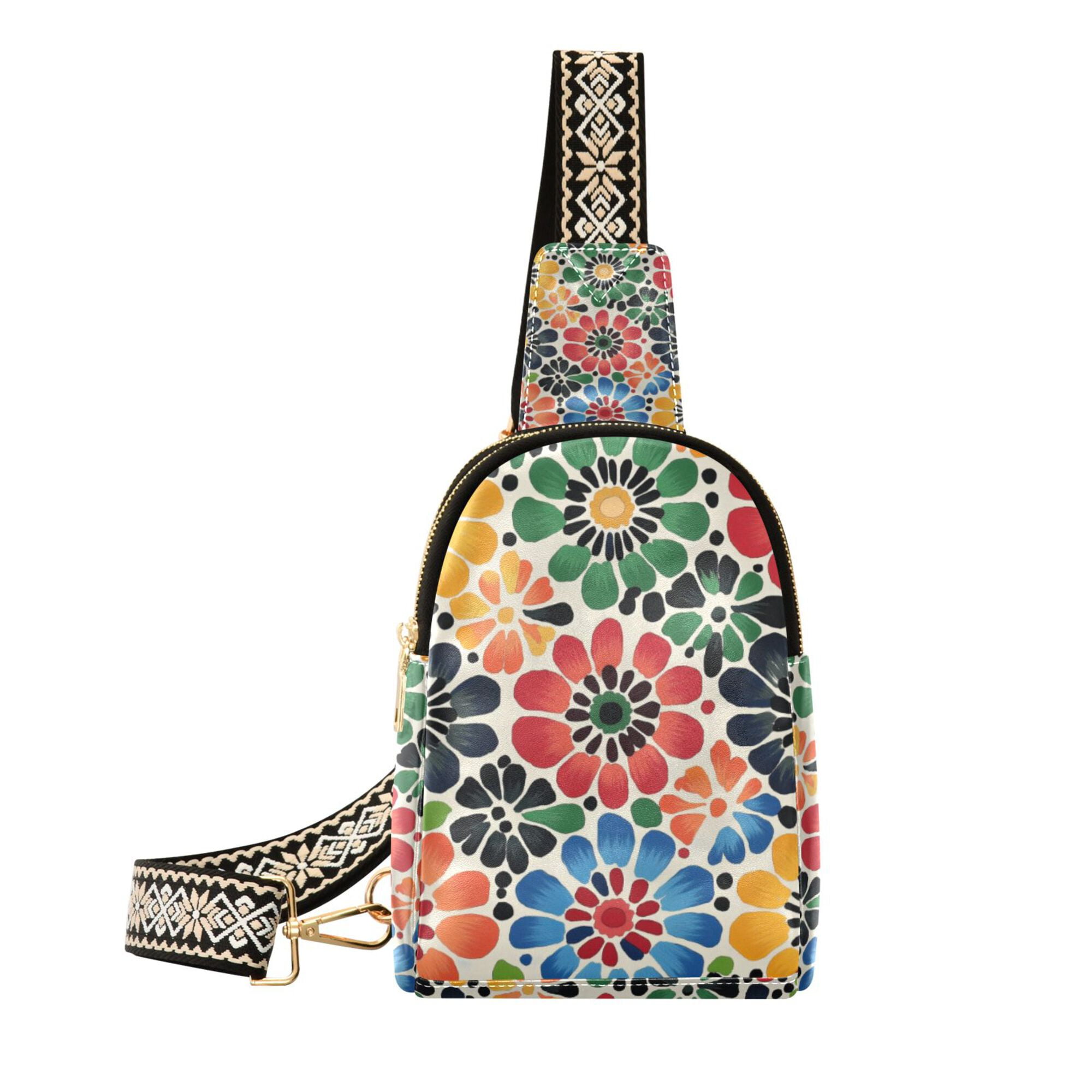 FORMRS Womens Crossbody Sling Bag Travel Daypack Shoulder Chest Backpack, Dark Floral