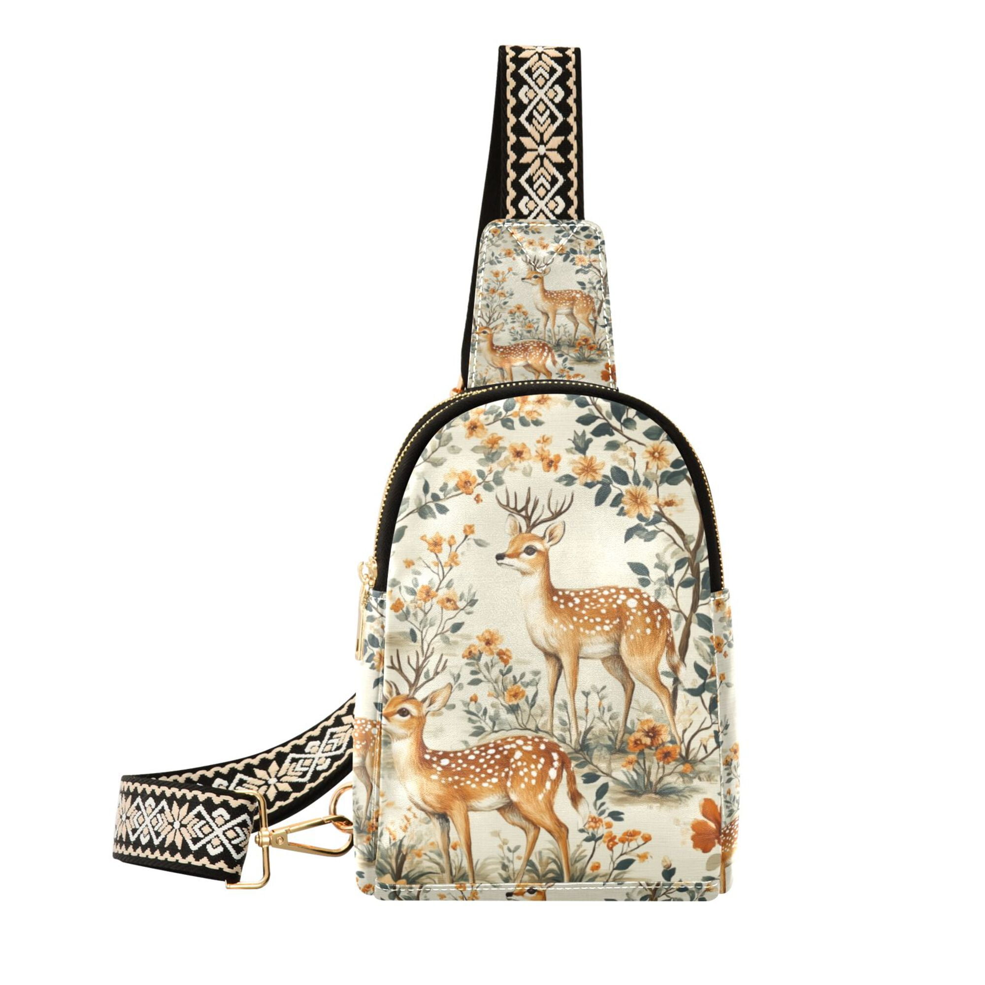 FORMRS Womens Crossbody Sling Bag Travel Daypack Shoulder Chest Backpack, Deer Pattern