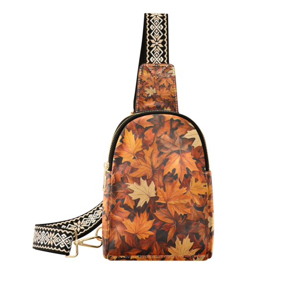 FORMRS Womens Crossbody Sling Bag Travel Daypack Shoulder Chest Backpack, Fall Pattern