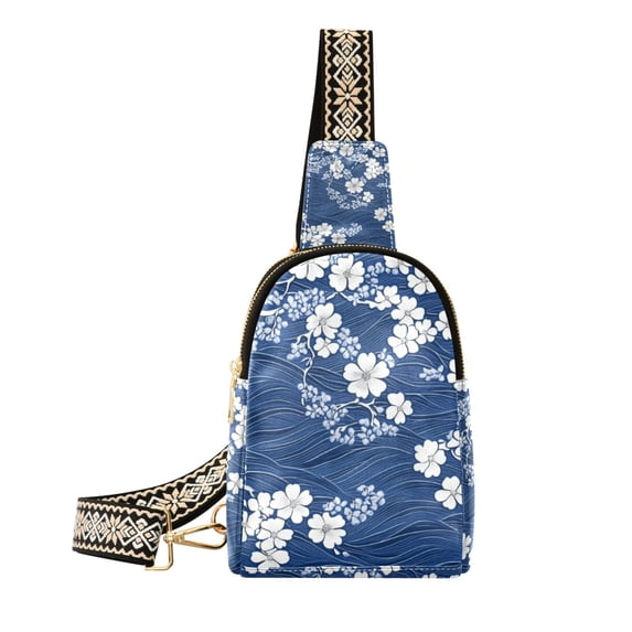 FORMRS Womens Crossbody Sling Bag Travel Daypack Shoulder Chest Backpack, Floral Ocean Waves