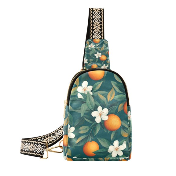 FORMRS Womens Crossbody Sling Bag Travel Daypack Shoulder Chest Backpack, Floral Orange Pattern
