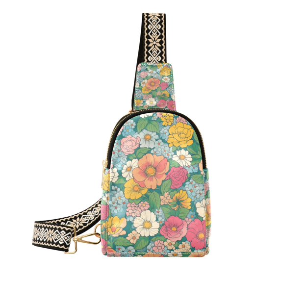 FORMRS Womens Crossbody Sling Bag Travel Daypack Shoulder Chest Backpack, Floral Pattern