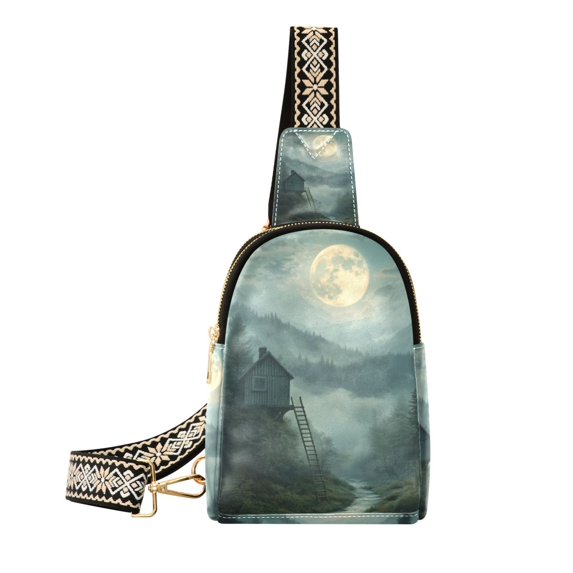 FORMRS Womens Crossbody Sling Bag Travel Daypack Shoulder Chest Backpack, Forest House