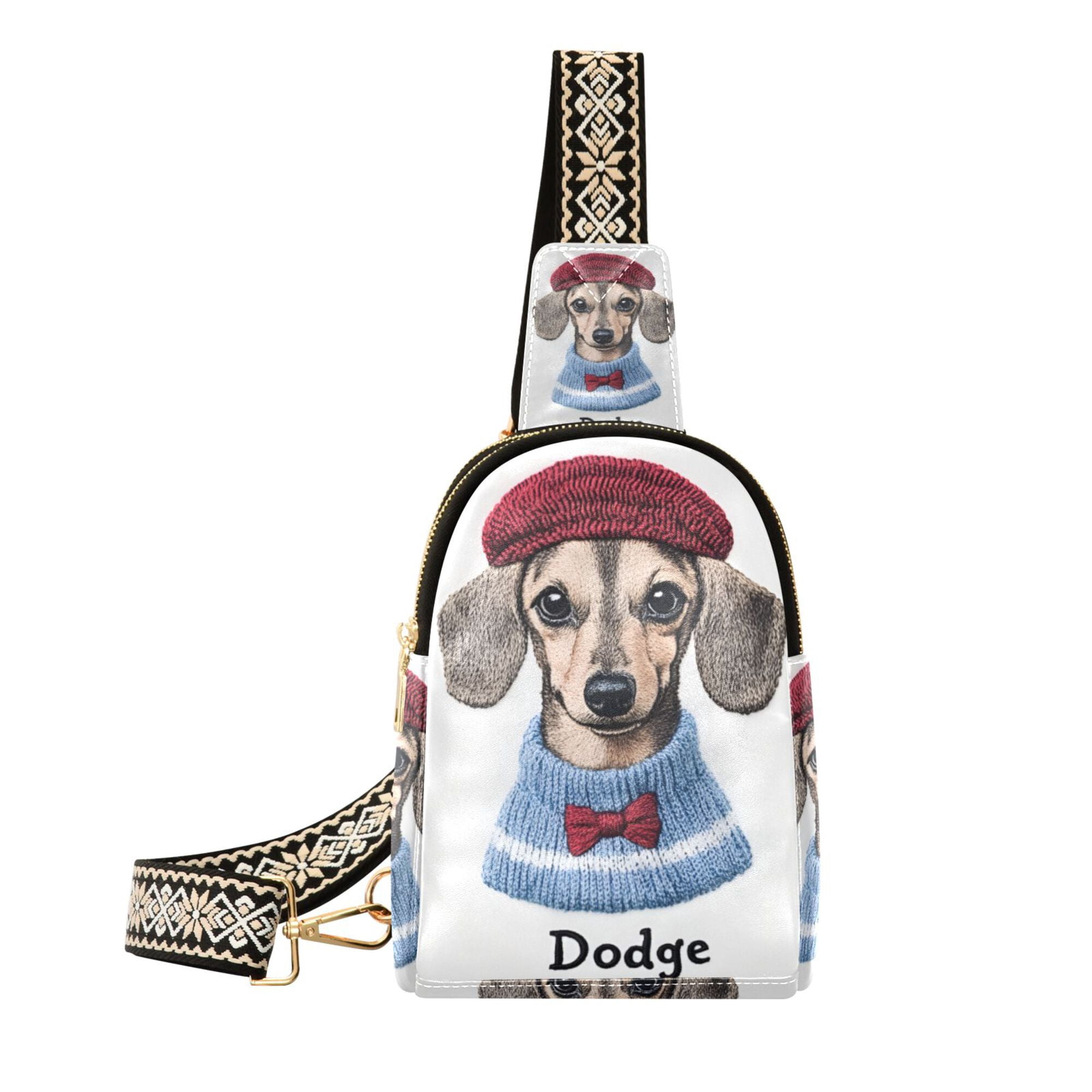 FORMRS Womens Crossbody Sling Bag Travel Daypack Shoulder Chest Backpack, Gray Cute Dog Artist