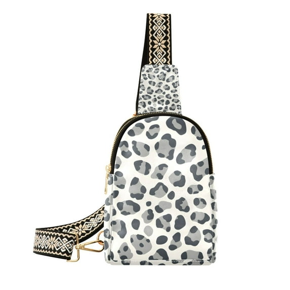 FORMRS Womens Crossbody Sling Bag Travel Daypack Shoulder Chest Backpack, Gray Leopard Pattern
