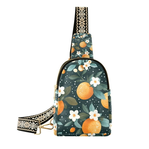 FORMRS Womens Crossbody Sling Bag Travel Daypack Shoulder Chest Backpack, Green Oranges